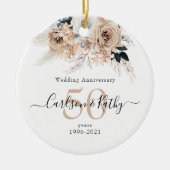 Speciaal Blue Boho Floral 50 Jubileum Keramisch Ornament (Voorkant)