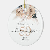 Speciaal Blue Boho Floral 50 Jubileum Keramisch Ornament (Links)