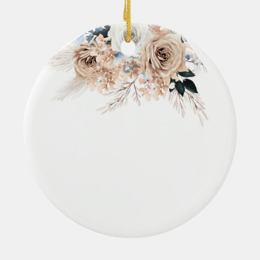 Speciaal Blue Boho Floral 50 Jubileum Keramisch Ornament (Achterkant)