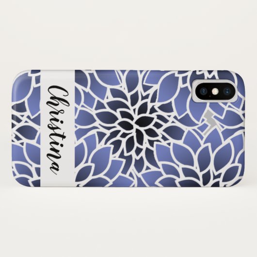 Speciaal Blue Dahlia Floral Pattern Case-Mate iPhone Case (Achterkant (horizontaal))