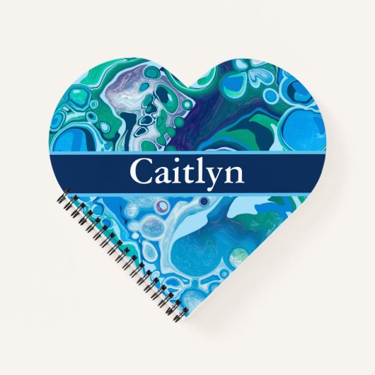 Speciaal Blue Green Digital Marble Art Notitieboek (Voorkant)