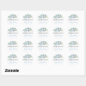 Speciaal Blue White Floral Boy Baby shower Ronde Sticker (Vel)