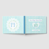 Speciaal boek Baby shower Blauw en Groen Stripes (Volledig)