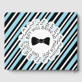 Speciaal boek Baby shower Blauw & Zwarte Stripes (Achterkant)