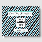 Speciaal boek Baby shower Blauw & Zwarte Stripes (Voorkant)