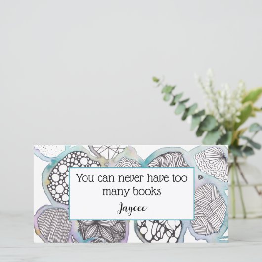 Speciaal boekmerk, gemengde media-doodle kunst bedankkaart (Staand voorkant)