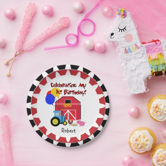 Speciaal Boerderij 1e verjaardag Bord papier (Feest)