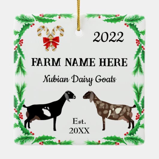 Speciaal Boerderij kerst van nobelse melkgeit Keramisch Ornament (Achterkant)