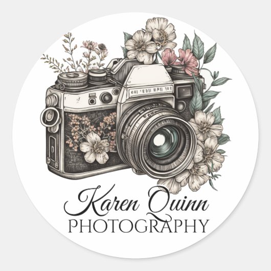 Speciaal, Boho Camera Print, Fotografie Brand Ronde Sticker (Voorkant)