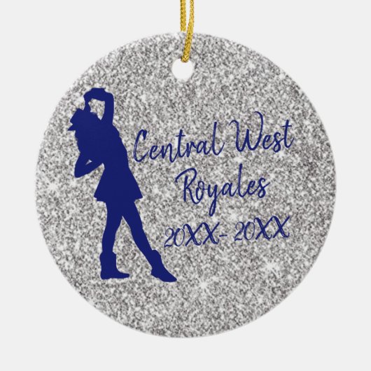 Speciaal boorteam | Navy Blue en Silver Keramisch Ornament (Voorkant)