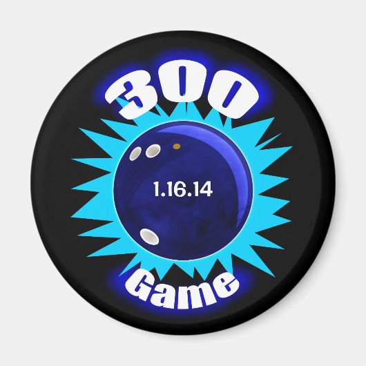 Speciaal Bowling 300-spel, met datum, Magneet (Voorkant)