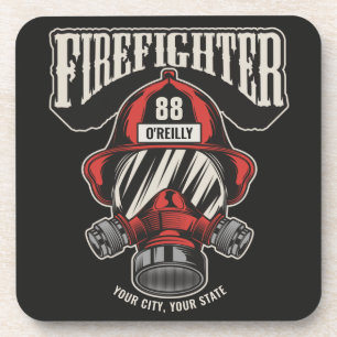 Speciaal brandweerapparaat voor brandweermaskers bier onderzetter