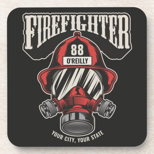 Speciaal brandweerapparaat voor brandweermaskers bier onderzetter (Voorkant)