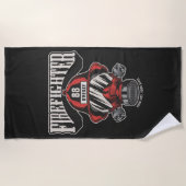 Speciaal brandweerapparaat voor brandweermaskers  strandlaken (Voorkant)