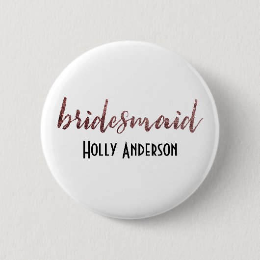 Speciaal Bridesmaid Roos Gold Glitter 2 Ronde Button 5,7 Cm (Voorkant)