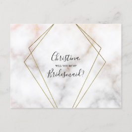 Speciaal Bridesmaid-voorstel Marble Roos Gold Uitnodiging Briefkaart