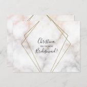 Speciaal Bridesmaid-voorstel Marble Roos Gold Uitnodiging Briefkaart (Voorkant / Achterkant)