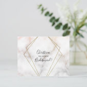 Speciaal Bridesmaid-voorstel Marble Roos Gold Uitnodiging Briefkaart (Staand voorkant)