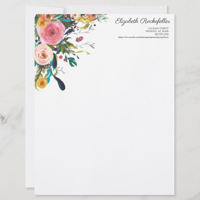Speciaal briefhoofd Multi-Flower Stationery (Voorkant)