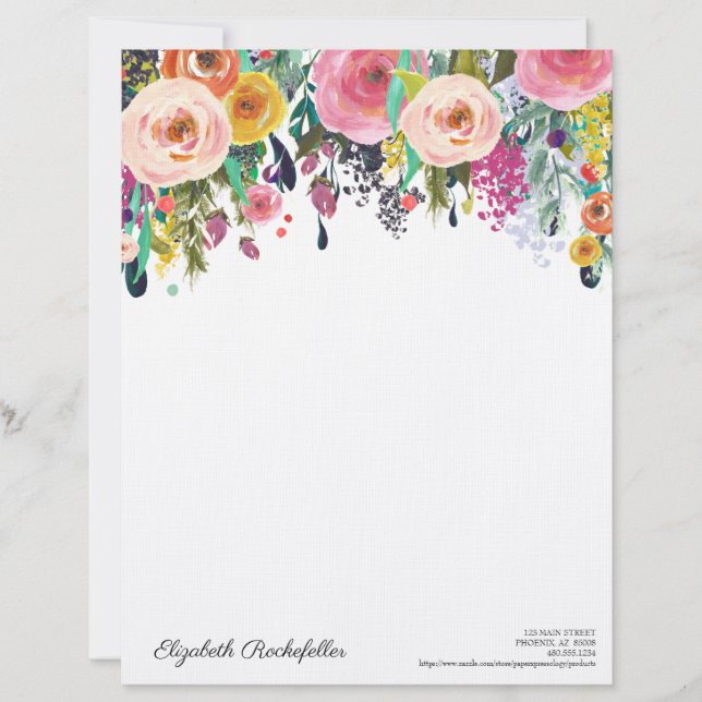 Speciaal briefhoofd Multi-Flower Stationery (Voorkant)