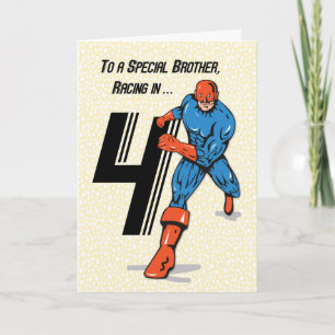 Speciaal broertje 4de verjaardag Superheld Kaart