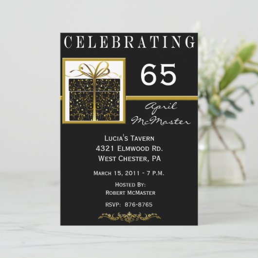 Speciaal Cadeau 65e uitnodiging van de Birthday Pa (Staand voorkant)