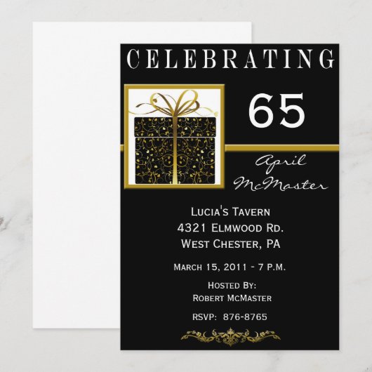 Speciaal Cadeau 65e uitnodiging van de Birthday Pa (Voorkant / Achterkant)
