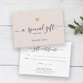 Speciaal cadeaucertificaat voor modern Script Gold