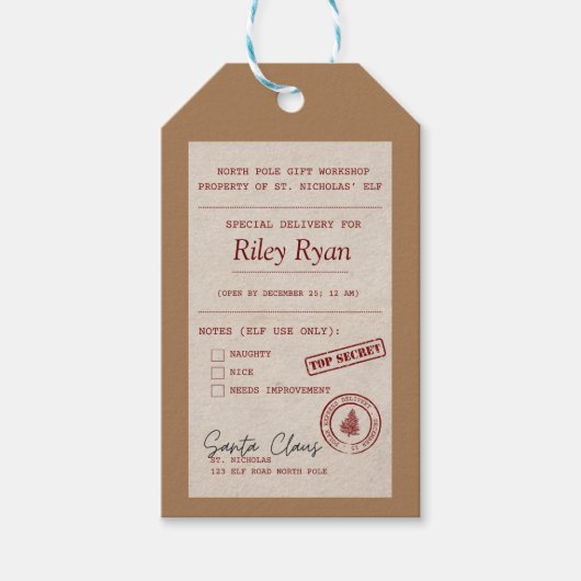 Speciaal cadeauLabel van de kerstman (Voorkant)