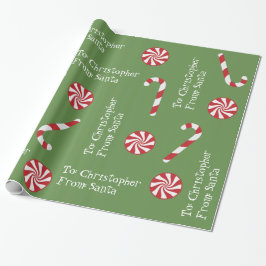 Speciaal cadeautje van Santa Kerstmis Snoep Green Cadeaupapier