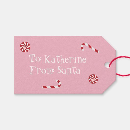 Speciaal cadeautje van Santa Kerstmis Snoep Roze Cadeaulabel (Voorkant (Horizontaal))