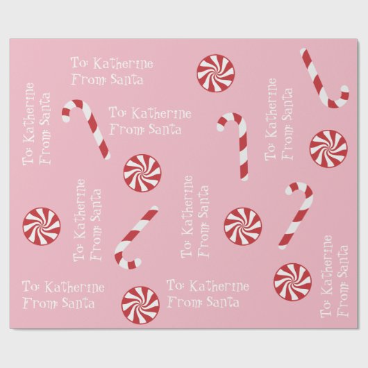 Speciaal cadeautje van Santa Kerstmis Snoep Roze Cadeaupapier (Vlak)