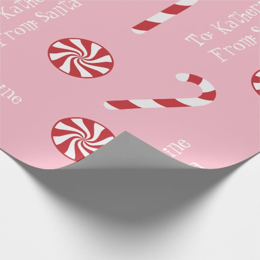 Speciaal cadeautje van Santa Kerstmis Snoep Roze Cadeaupapier (Hoek)