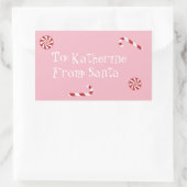 Speciaal cadeautje van Santa Kerstmis Snoep Roze Rechthoekige Sticker (Tas)