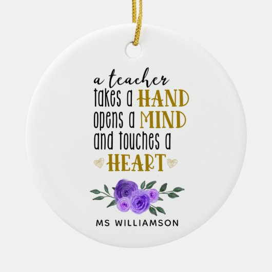 Speciaal cadeautje voor docenten in goud keramisch ornament (Voorkant)
