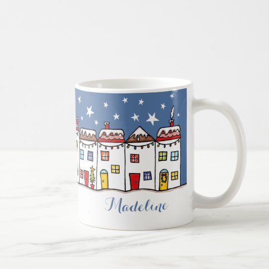Speciaal cadeautje voor kerstsneeuwscène op maat koffiemok (Rechts)
