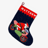Speciaal cadeautje voor vakantiegangers op motorfi grote kerstsok (Voorkant (Hangend))