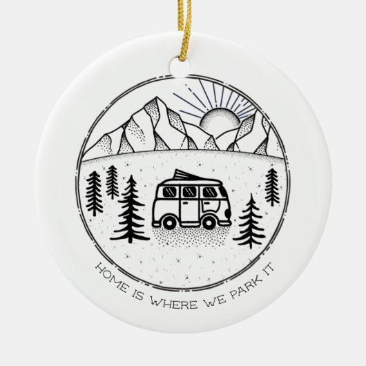Speciaal Camper Van Buitengrenzen Trip Year Review Keramisch Ornament (Voorkant)