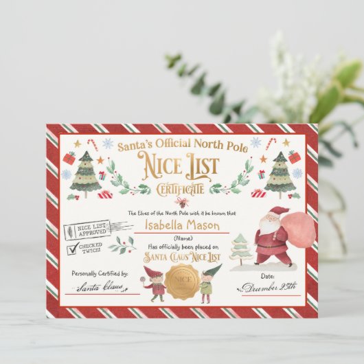 Speciaal certificaat van de lijst van Santa Offici Kaart (Staand voorkant)