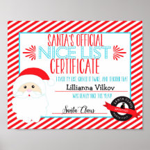 Speciaal certificaat voor de lijst Santa Claus Nic