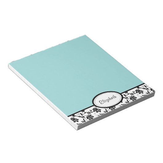 Speciaal Chic Damask Floral Blue Notitieblok (Schuin)