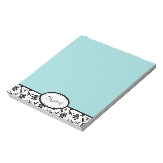 Speciaal Chic Damask Floral Blue Notitieblok (Linkerzijde)