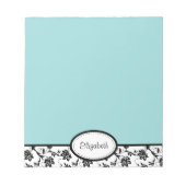 Speciaal Chic Damask Floral Blue Notitieblok (Voorkant)