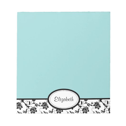 Speciaal Chic Damask Floral Blue Notitieblok (Voorkant)