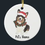 Speciaal Corgi (zwart-wit) Keramisch Ornament<br><div class="desc">Maak de mooie lijst dit jaar met een versiering van je favoriete kleine elf!</div>