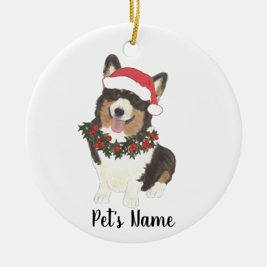 Speciaal Corgi (zwart-wit) Keramisch Ornament (Voorkant)