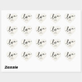 Speciaal cream + zwart script lettertype 'Love' Hart Sticker (Vel)