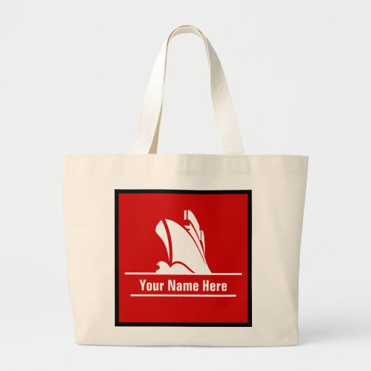 Speciaal cruiseschip op rood grote tote bag (Voorkant)