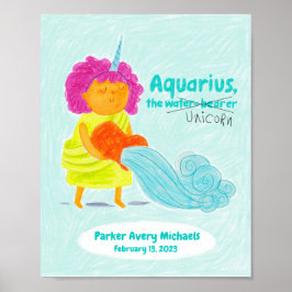 Speciaal Cute Aquarius Unicorn Zodiac Poster