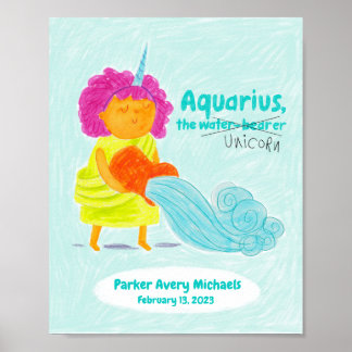 Speciaal Cute Aquarius Unicorn Zodiac Poster